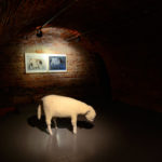Mouton plâtre et laine, taille 1, pastel sur papier, 68/77x2, exposition Fondation Espace Ecureuil  pour l'art contemporain, 2011